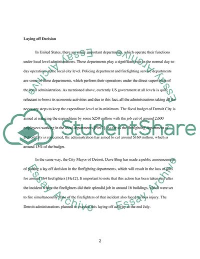 Laying off Firefighters in Detroit