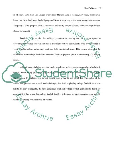 Why College Football Should Be Banned