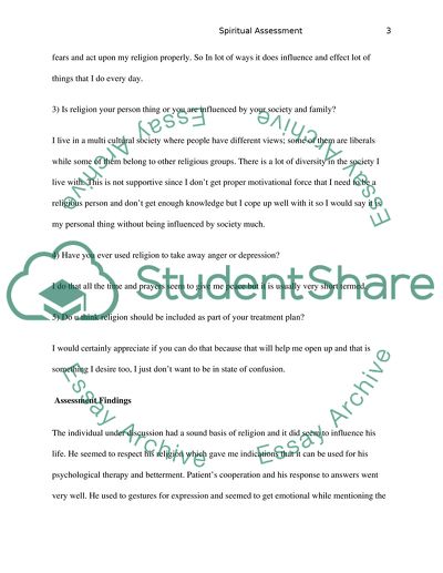 Spiritual Needs Assessment