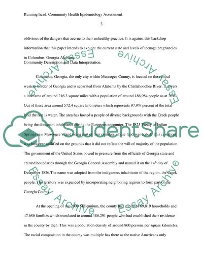 Community Health Epidemiology - Teenage Pregnancy in Columbus, Georgia