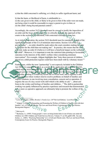 How the Courts Have Interpreted the Requirements Of Section 31 of the Children Act 1989
