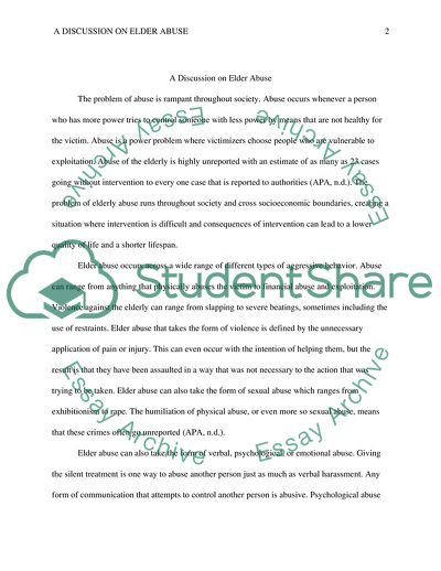 Elder Abuse and Neglect