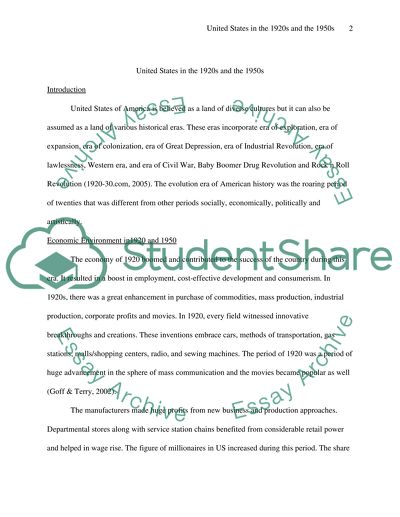 The United States in the 1920s and the 1950s