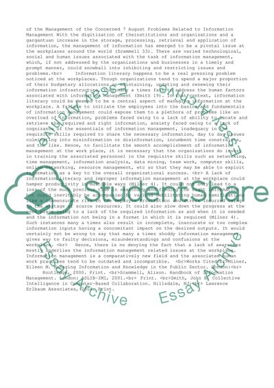 Problems related to information management