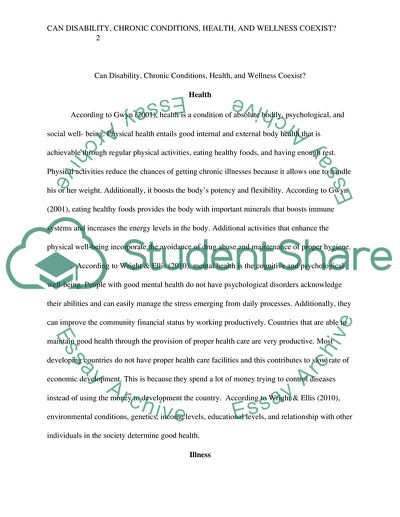 Can Disability, Chronic Conditions, Health, and Wellness Coexist