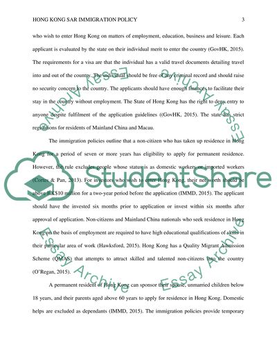 Hong Kong SAR Immigration Policy