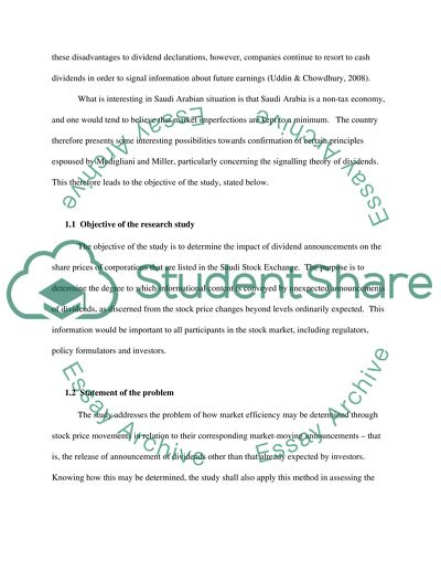 Impact of Announcing Dividends on Share Prices of Corporations Listed in the Saudi Stock Exchange