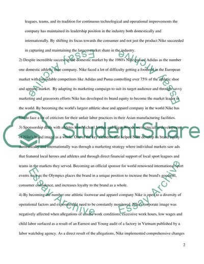 The Major Competitors for Nike