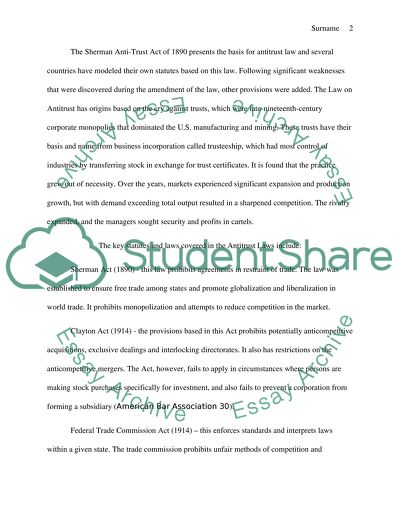 The Key Statutes and Laws Covered in the Antitrust Laws