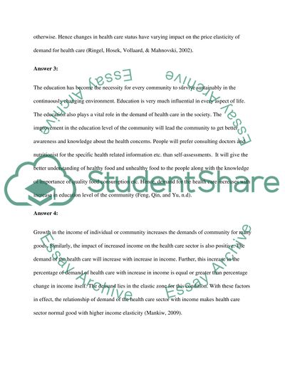 Price elasticy of demand of healthcare assignment