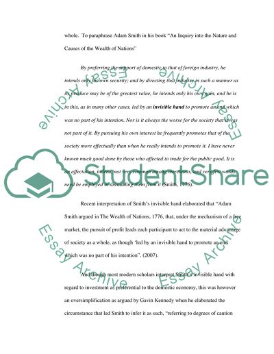 What does Adam Smith mean of invisible hand