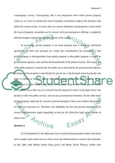 Private Property and Civil Disobedience