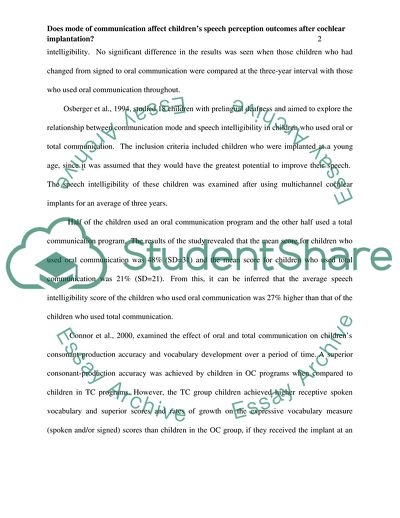 Does Mode of Communication Affect Childrens Speech Perception Outcomes after Cochlear Implantation