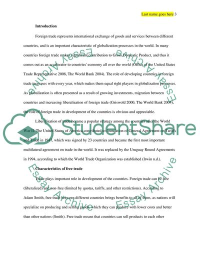 Influence of Foreign Trade on Developing Countries