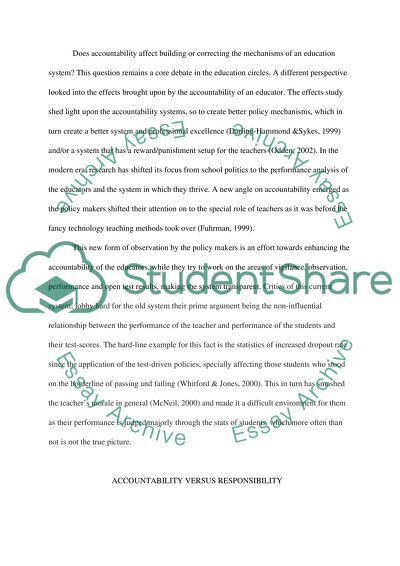 Is it Possible for a Teacher to be Accountable without Being Responsible