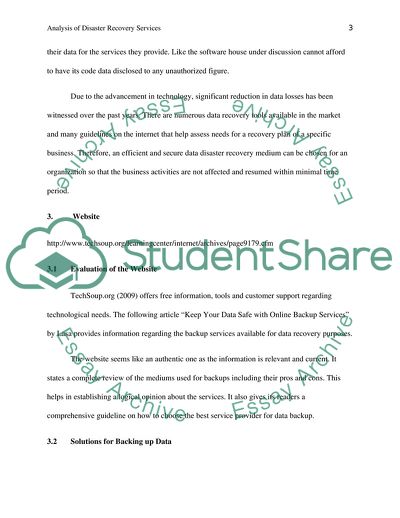 Analysis of Disaster Recovery Planning