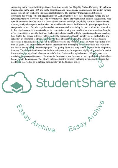 Quality Management of Flagship Airline Company of UAE