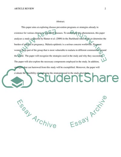 Burden of Malaria in Pregnancy in Jharkhand State, India