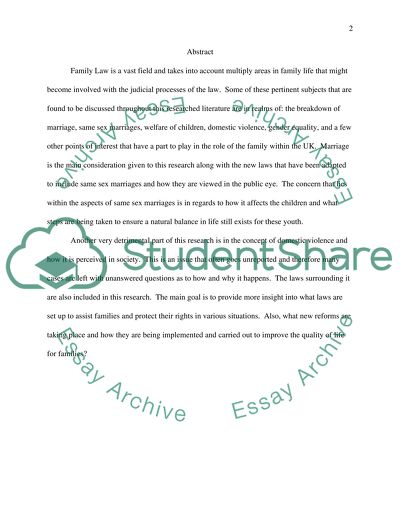 Family Law and the various areas that are involved in the legal processes