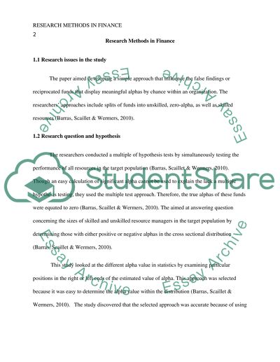 Research Methods in Finance