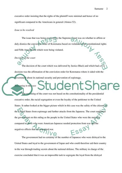 Supreme Court Case of Korematsu