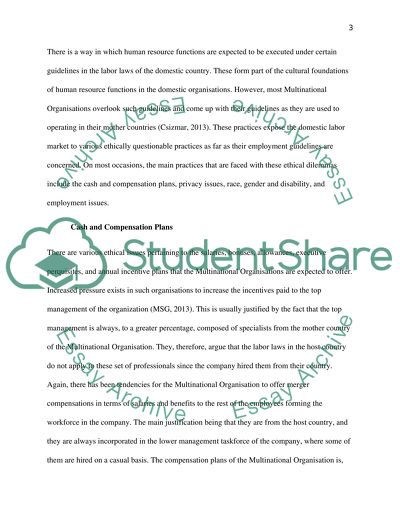 Developing an Ethical Culture through Multinational Organization HR Function