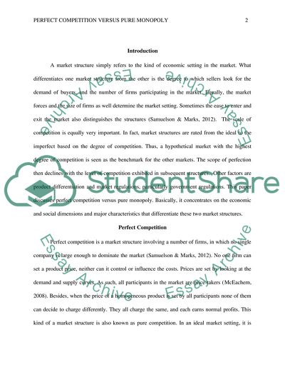 Perfect Competition versus Pure Monopoly