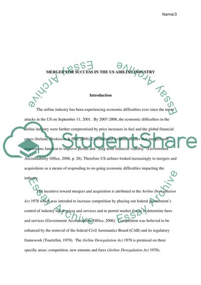 Merger For Success In The US Airline Industry