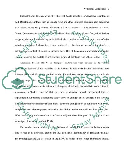 Nutritional Deficiencies in a First Nations Population