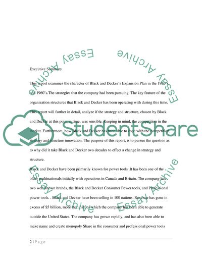 Strategic and organization Change at Black & Decker