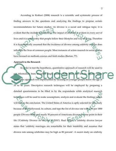 Impact of Celebrity Culture on Society with Reference to the Incidence of Divorce Rates in the US