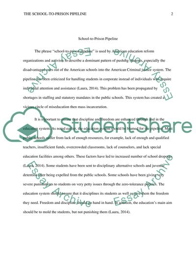 Critical Reflection Journal.School to Prison Pipeline