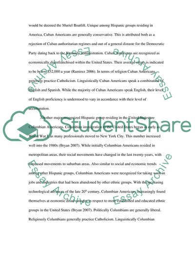 Various Aspects of a Number of Hispanic Ethnic Groups