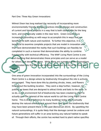 Green Innovation within the WWF Living Planet Centre