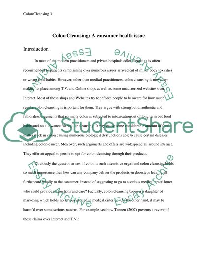 Colon Cleansing: A consumer health issue