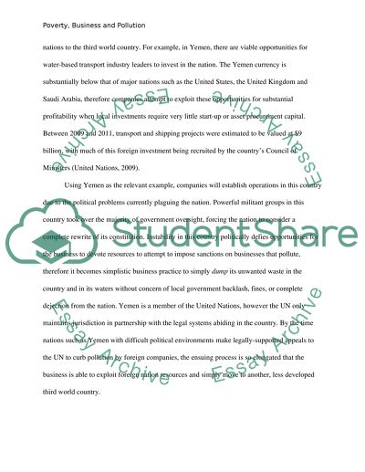 Poverty, Business and Pollution in a Variety of Third-World Nations