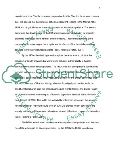 Psychiatry: therapy and Interventions (Low secure forensic Patients)