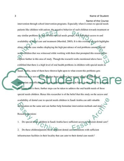 Access and Availability of dental care to Paediatric special needs patients in Saudi Arabia