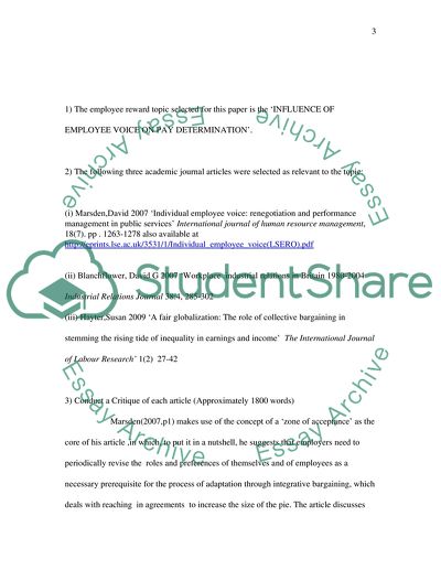 Influence of Employee Voice on Pay Determination