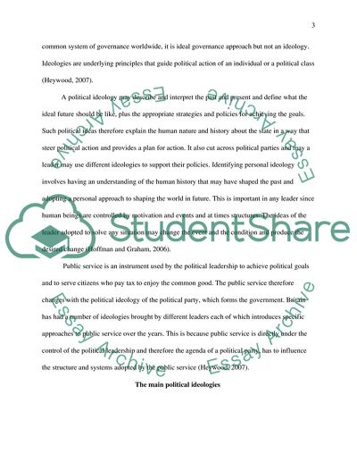 Political Ideas and Change in Britain Affecting Public Service