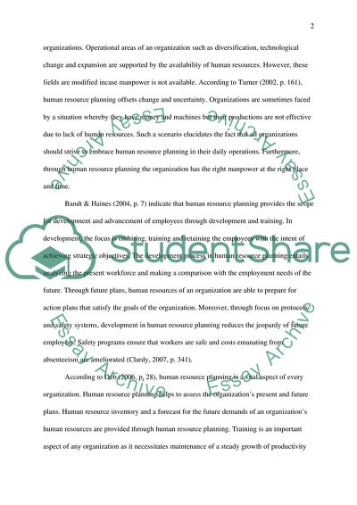 Critical Evaluation for Adoption of Human Resource Planning in Organizations