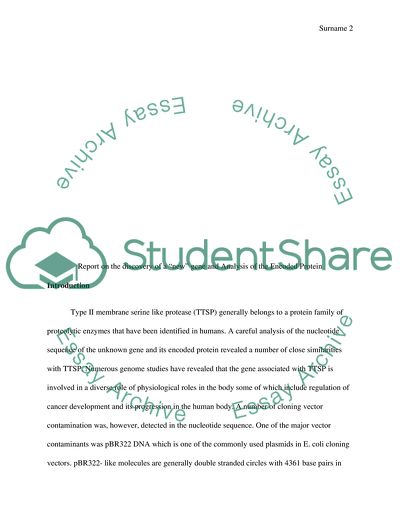 Discovery of a New Gene and Analysis of the Encoded Protein