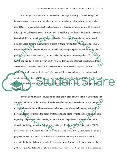 Formulation in Clinical Psychology Practice