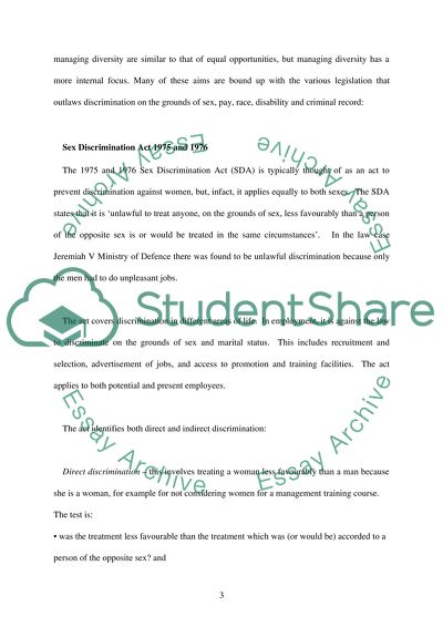 The Role of Legislation in Managing Diversity on the Workplace