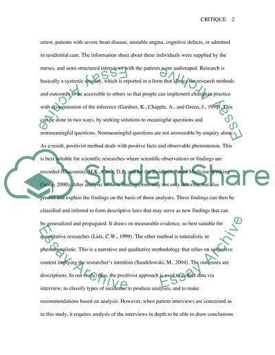 A Critique of a Clinical Nursing