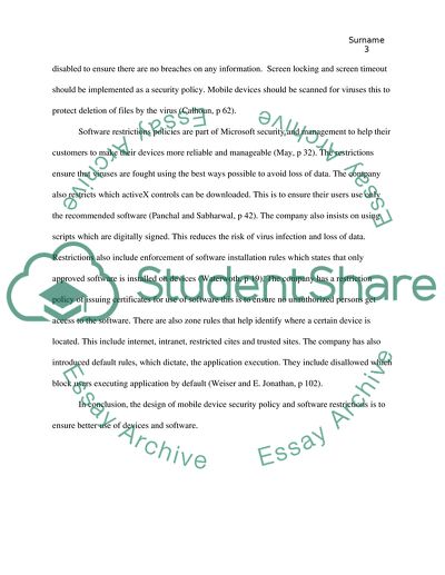 Mobile Device Security Policies