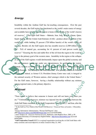 The relationship between the members of Gulf Cooperation Council GCC and the Islamic Republic of Iran