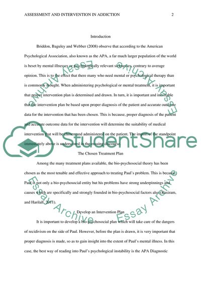 Assessment and Intervention in Addiction