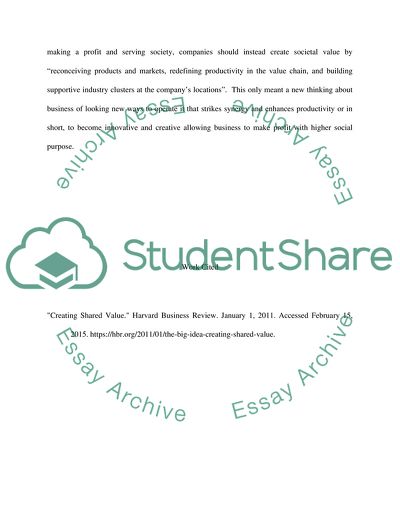 Creating Shared Value by M. Porter and M. Kramer