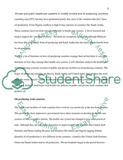 Private and Public Healthcare Systems in Middle Income and Oil Producing Countries
